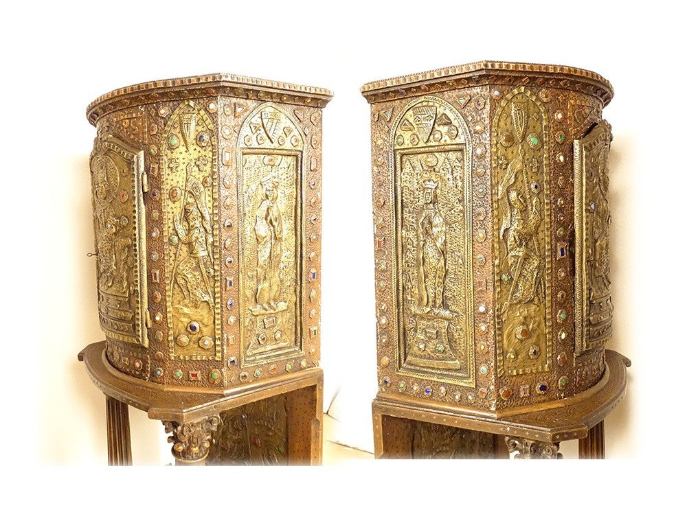 Tabernacle cuivre repoussé Saint Germain orthodoxe byzantin Croisade XIXème