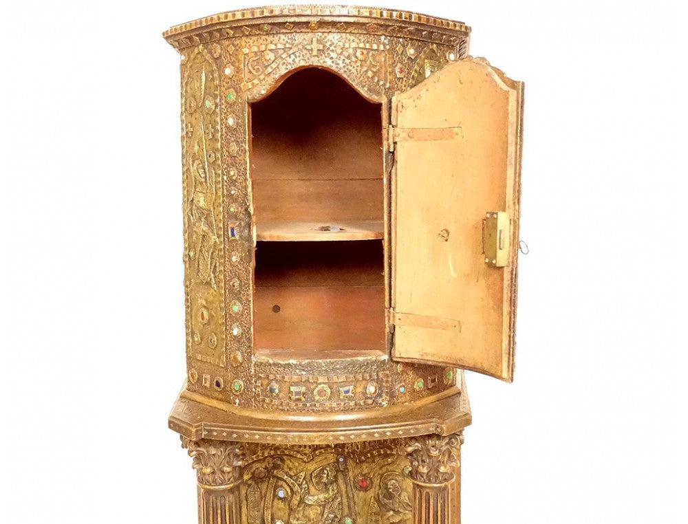 Tabernacle cuivre repoussé Saint Germain orthodoxe byzantin Croisade XIXème