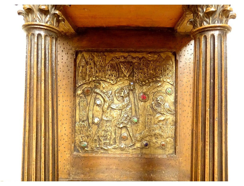 Tabernacle cuivre repoussé Saint Germain orthodoxe byzantin Croisade XIXème