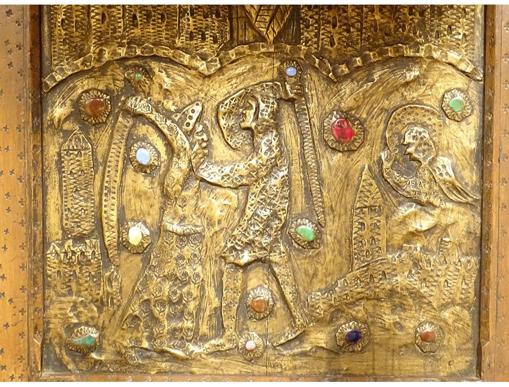 Tabernacle cuivre repoussé Saint Germain orthodoxe byzantin Croisade XIXème
