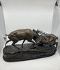 Sculpture en bronze combat de cerfs