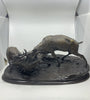 Sculpture en bronze combat de cerfs
