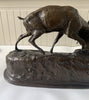 Sculpture en bronze combat de cerfs